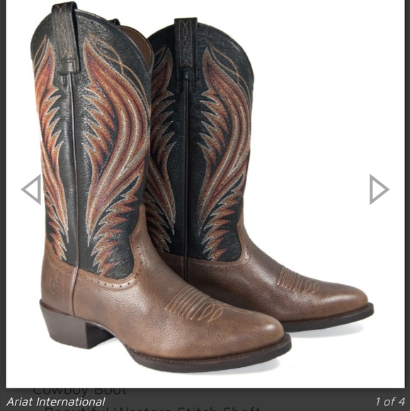 SOLD Ariat International Cowboy Boots, Leather, Gorgeous Stitching, Size 9EE - Picture 1 of 12